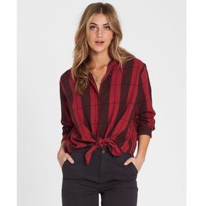 Billabong Red Plaid Women's Top